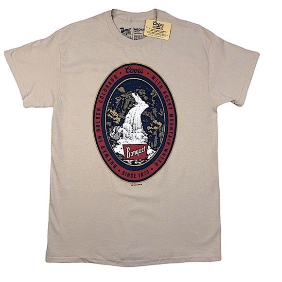 NWT Official Coors Banquet Vintage Waterfall Oval T-Shirt sz M - Picture 2 of 8